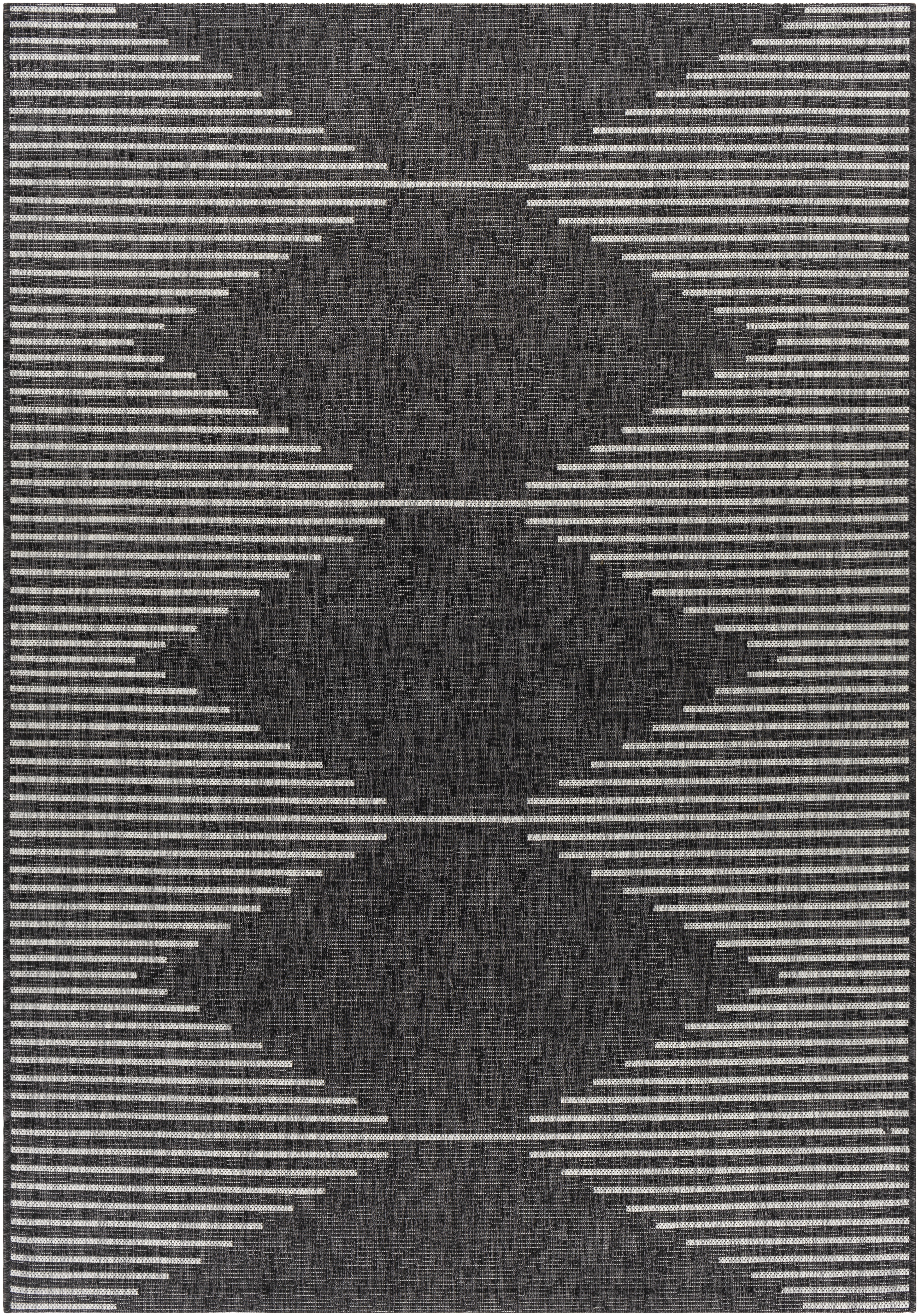 Eagean Black Outdoor 5'3" x 7'7" Machine Woven Rug - Image 0