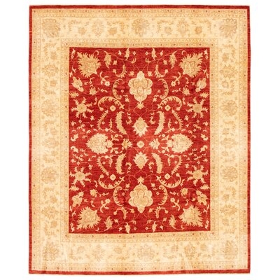 One-of-a-Kind Hand-Knotted New Age 8' x 9'8" Wool Area Rug in Red/Ivory/Orange - Image 0