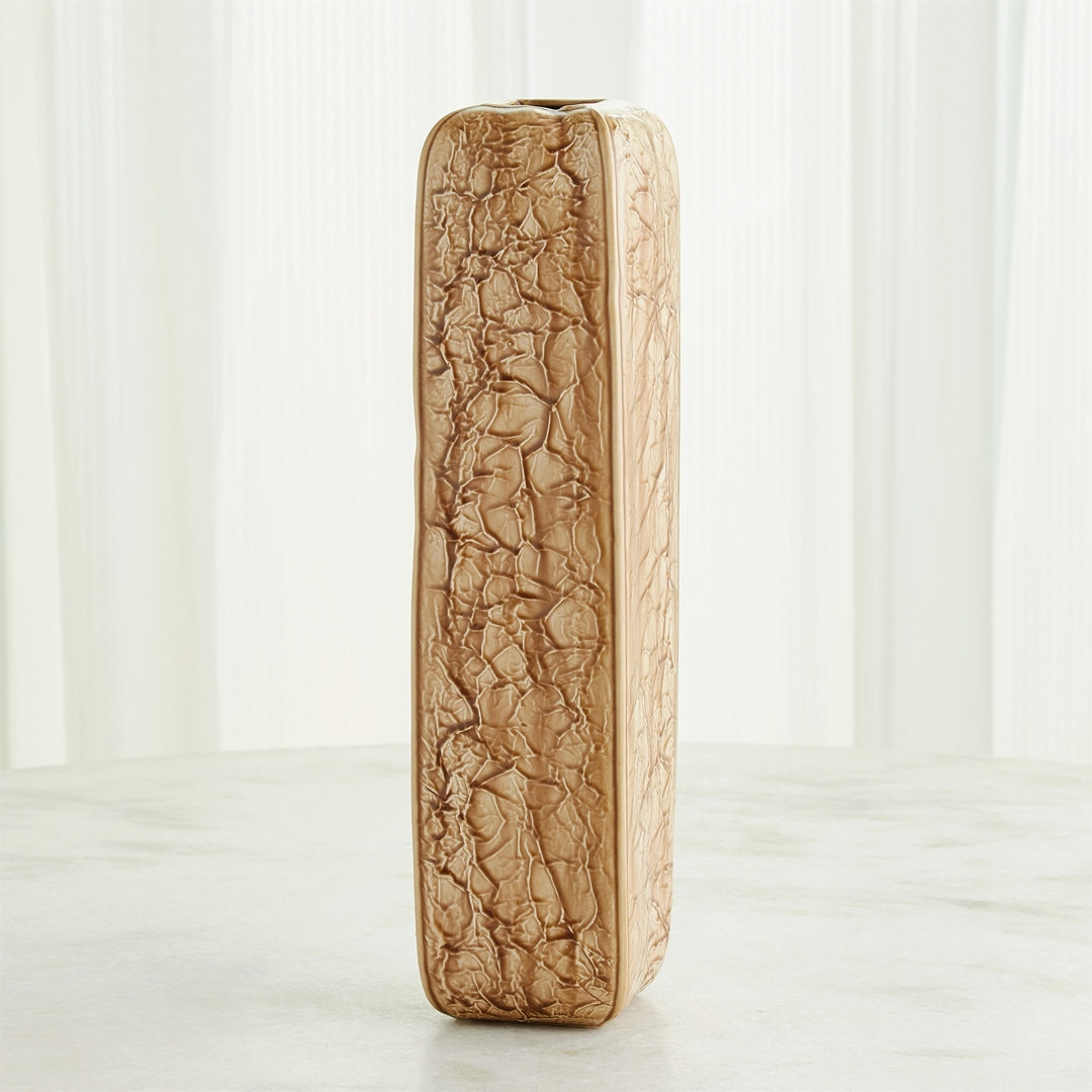 Global Views Crinkle Craft Vase-Camel-Med - Image 0