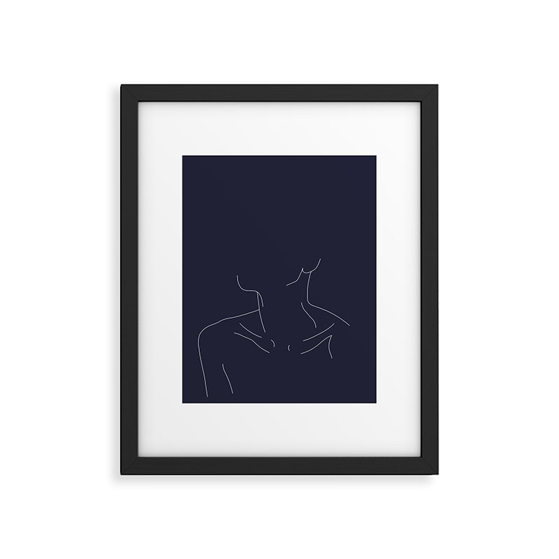 Female Illustration Ali Blue by The Colour Study, Modern Framed Art Print, Black, 14" x 11" - Image 0
