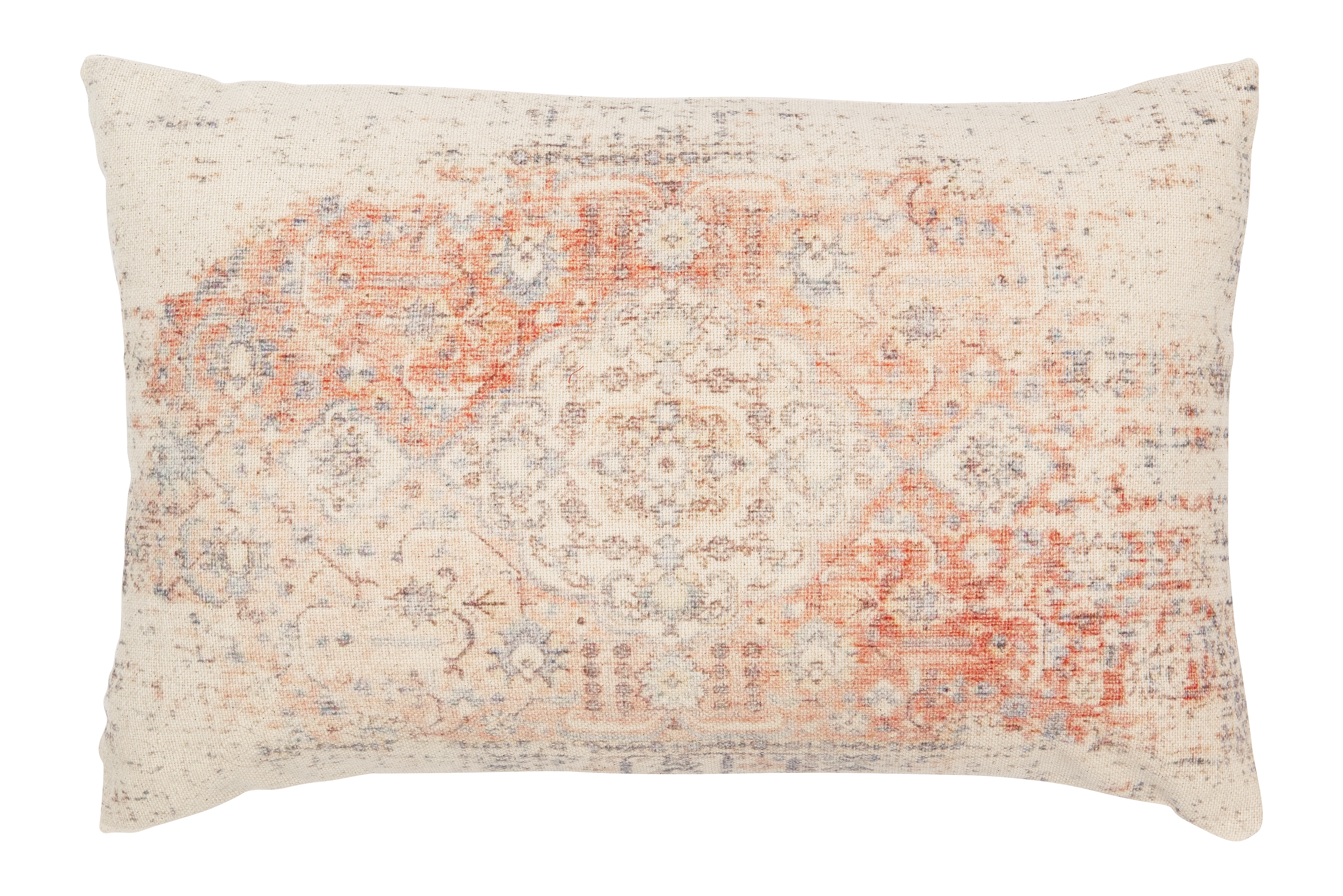 Heavily Distressed Print Cotton Lumbar Pillow, Multicolor, 24" x 16" - Image 0