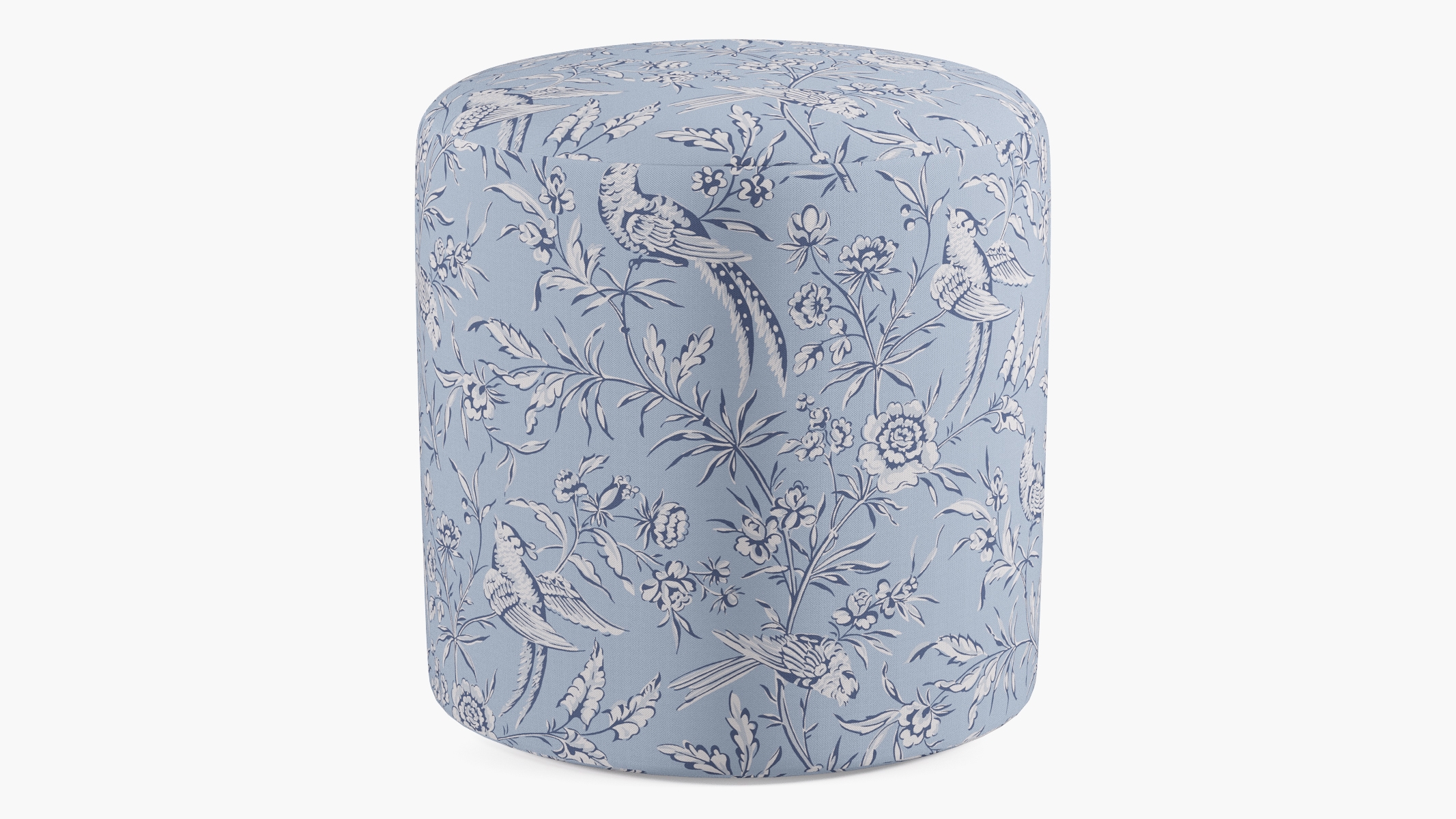 Drum Ottoman, Blue Aviary - Image 0