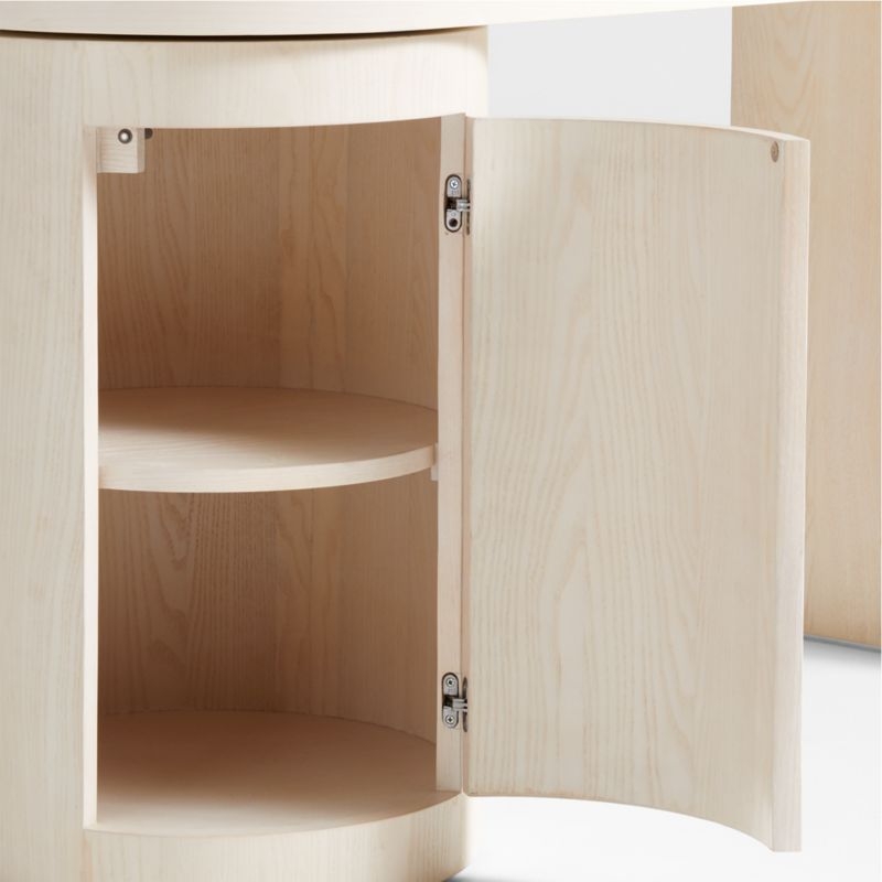 Twist 52" Whitewashed Ash Wood Rotating Small Desk with Storage - Image 6
