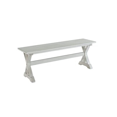 Rectangular Dining Bench With X Shaped Pedestal Legs, White - Image 0