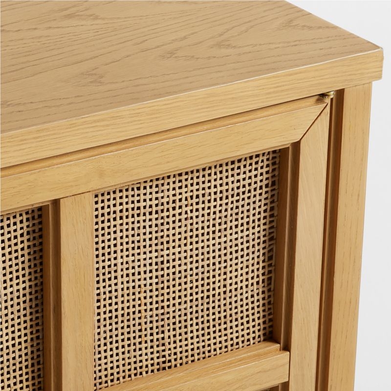 Campagna 76" Rattan and Natural Oak Wood Storage Media Console - Image 9