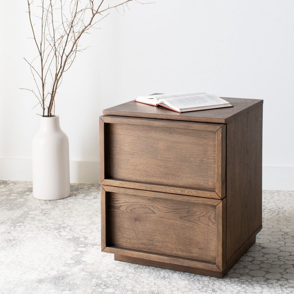 Zeus 2 Drawer Nightstand - Medium Oak - Image 1