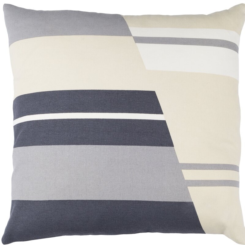 Surya Lina Cotton Throw Pillow Size: 20" H x 20" W x 4" D, Color: White / Charcoal / Beige / Gray - Image 0