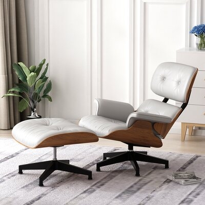 Classic Eames Leather Lounge Chair - Image 0