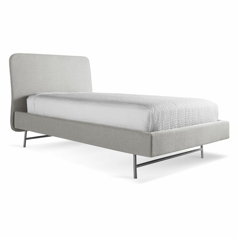 Blu Dot Hush Upholstered Platform Bed with Mattress Size: Full, Color: Thurmond Light Gray - Image 0