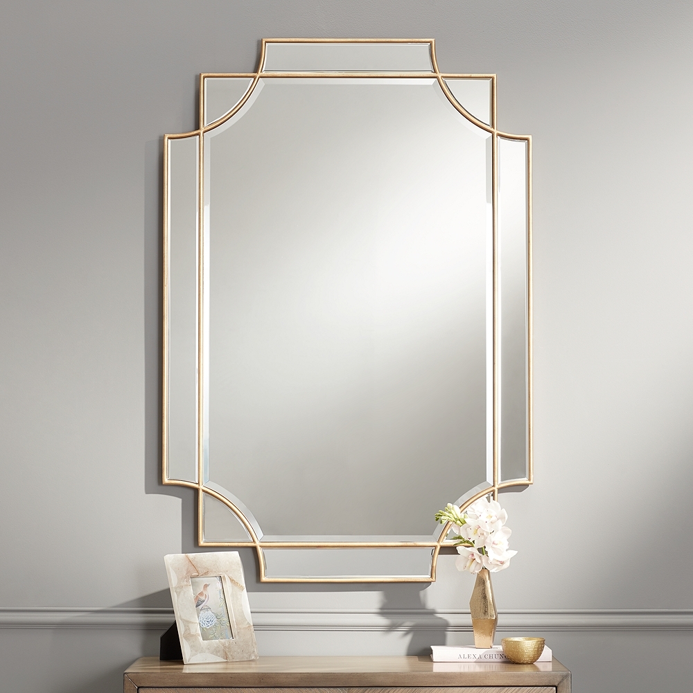 Possini Euro Marten 30 3/4" x 45 1/4" Gold Wall Mirror - Image 0