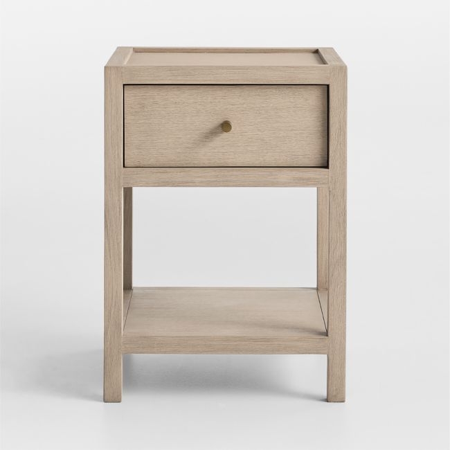 Keane 18" Weathered Natural Solid Wood Narrow Nightstand - Image 0