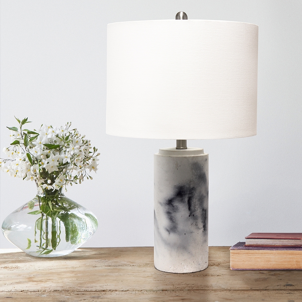 Lalia Home White Marble Concrete Column Table Lamp - Style # 85R86 - Image 0