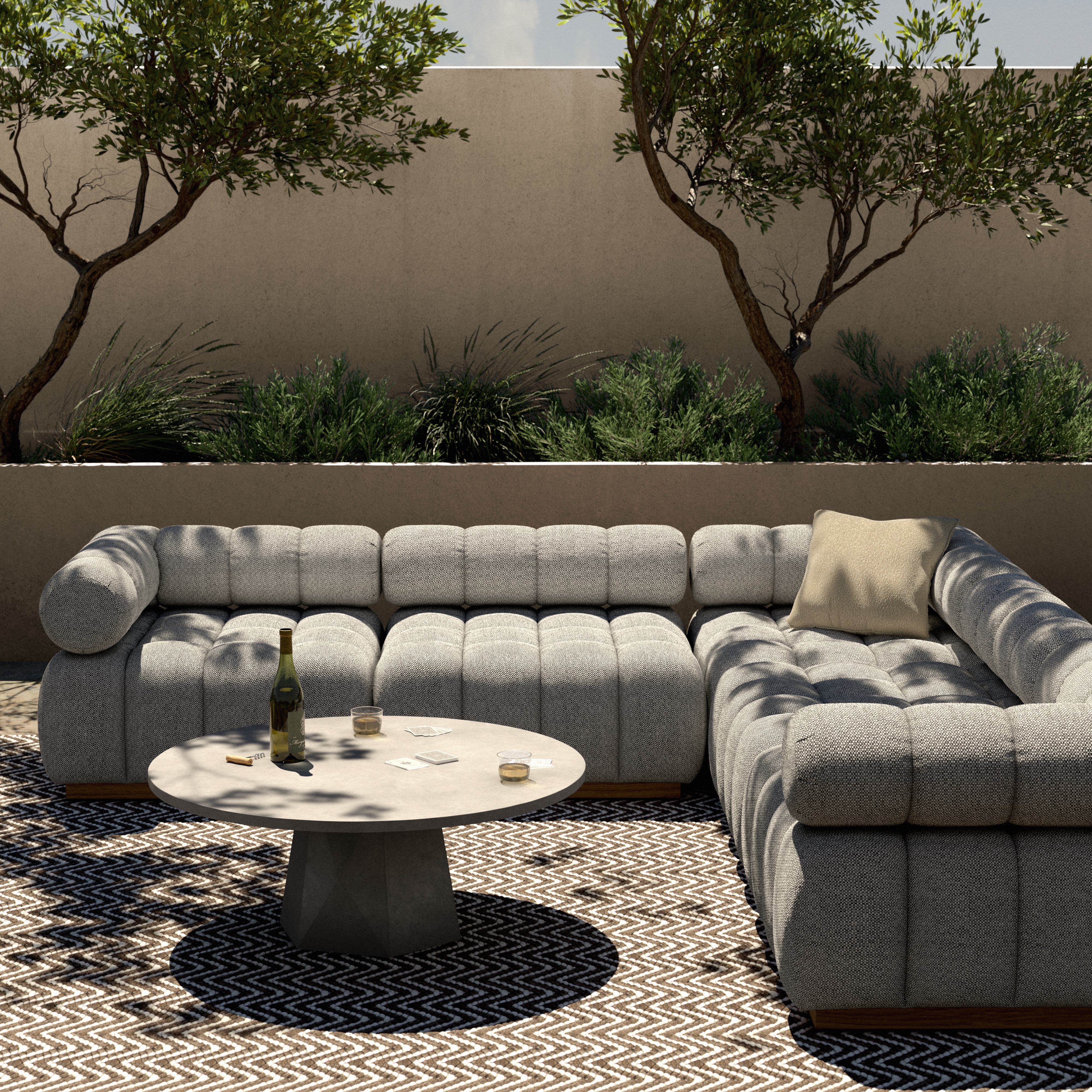 Roma Outdoor 5pc Sectional-Faye Ash - Image 11