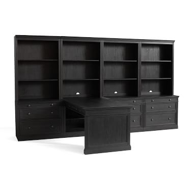 Livingston Peninsula Desk with 140" Bookcase Suite, Dusty Charcoal - Image 3