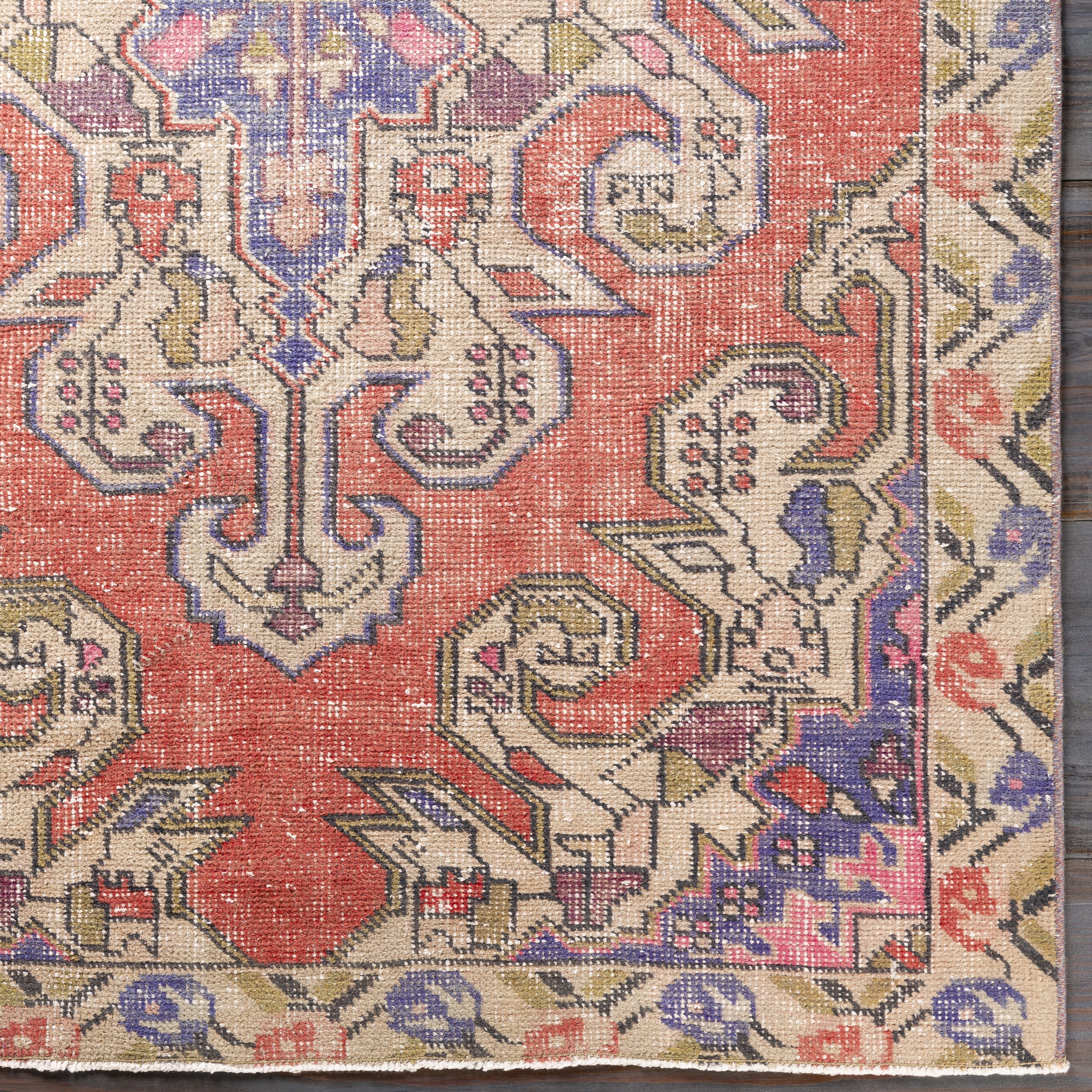 Antique One of a Kind Beige Indoor 4'3" x 7' Handmade Rug - Image 3