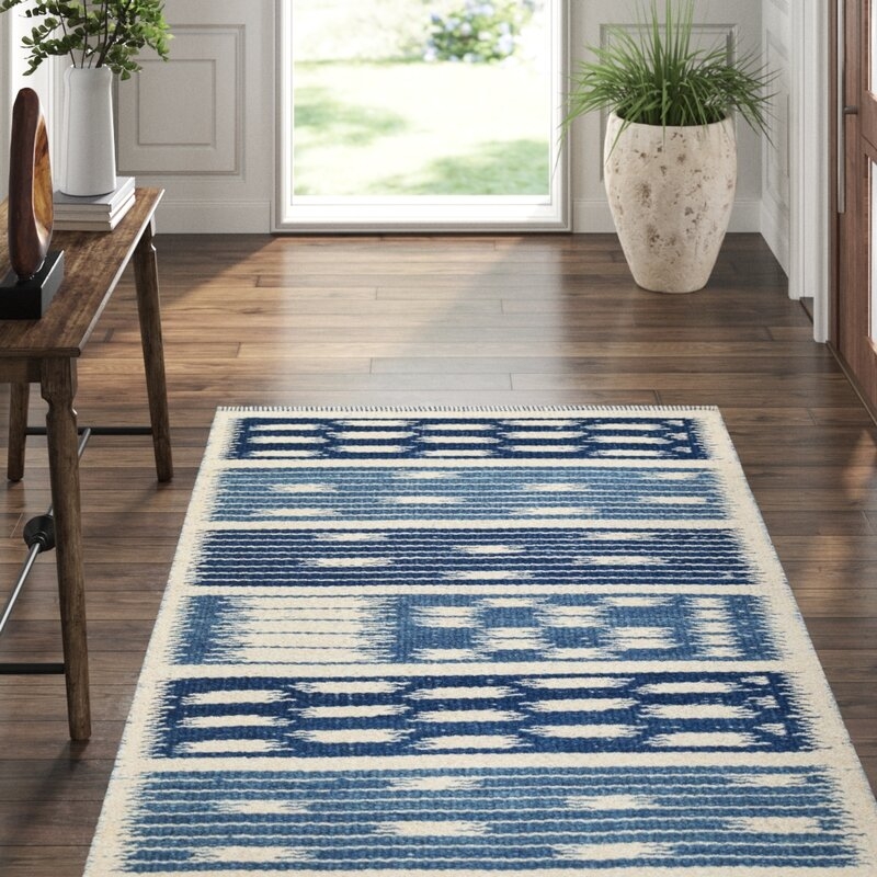 Dash and Albert Rugs Big Sur Geometric Handmade Flatweave Wool Blue/Ivory Area Rug - Image 0