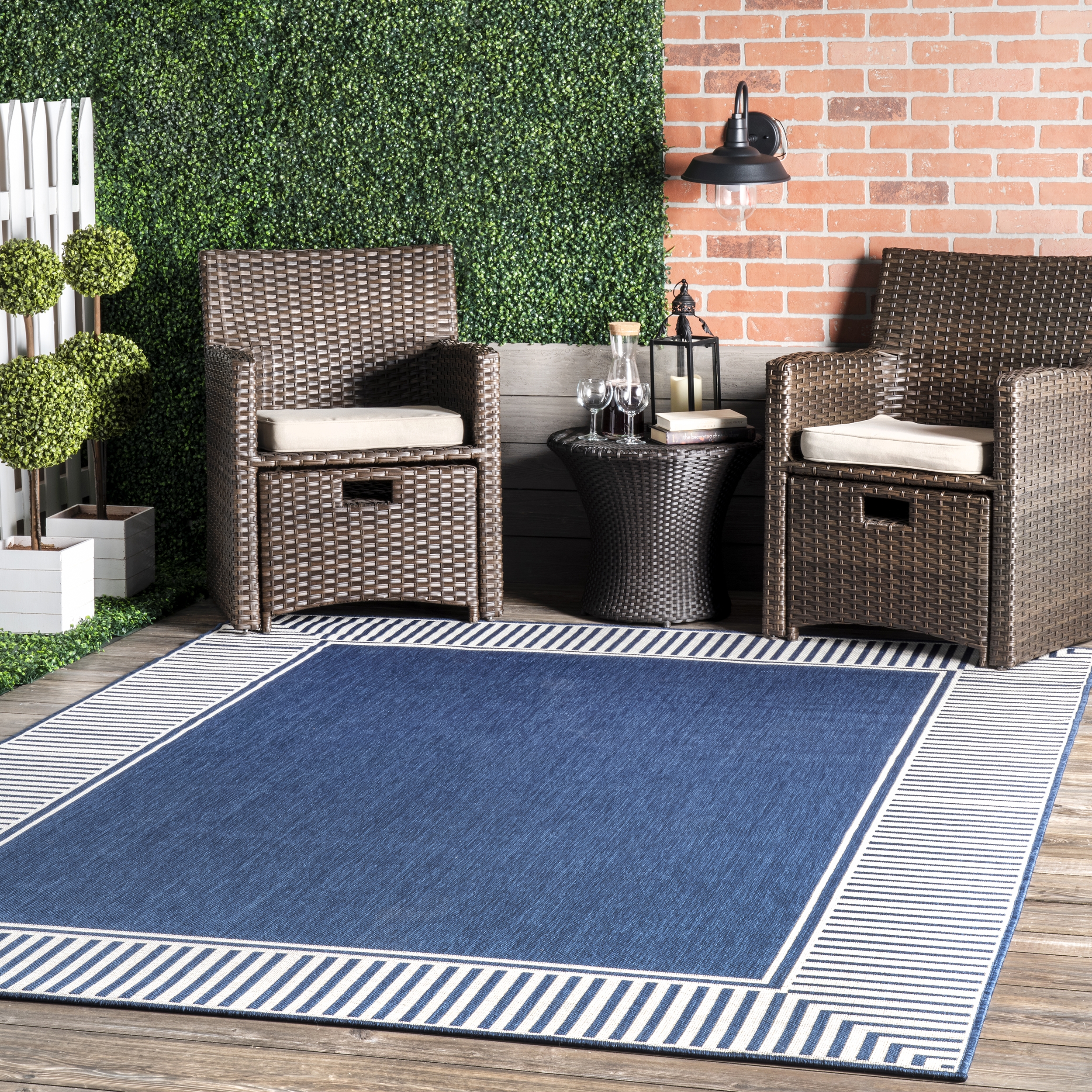Asha Simple Border Indoor/Outdoor Area Rug - Image 0