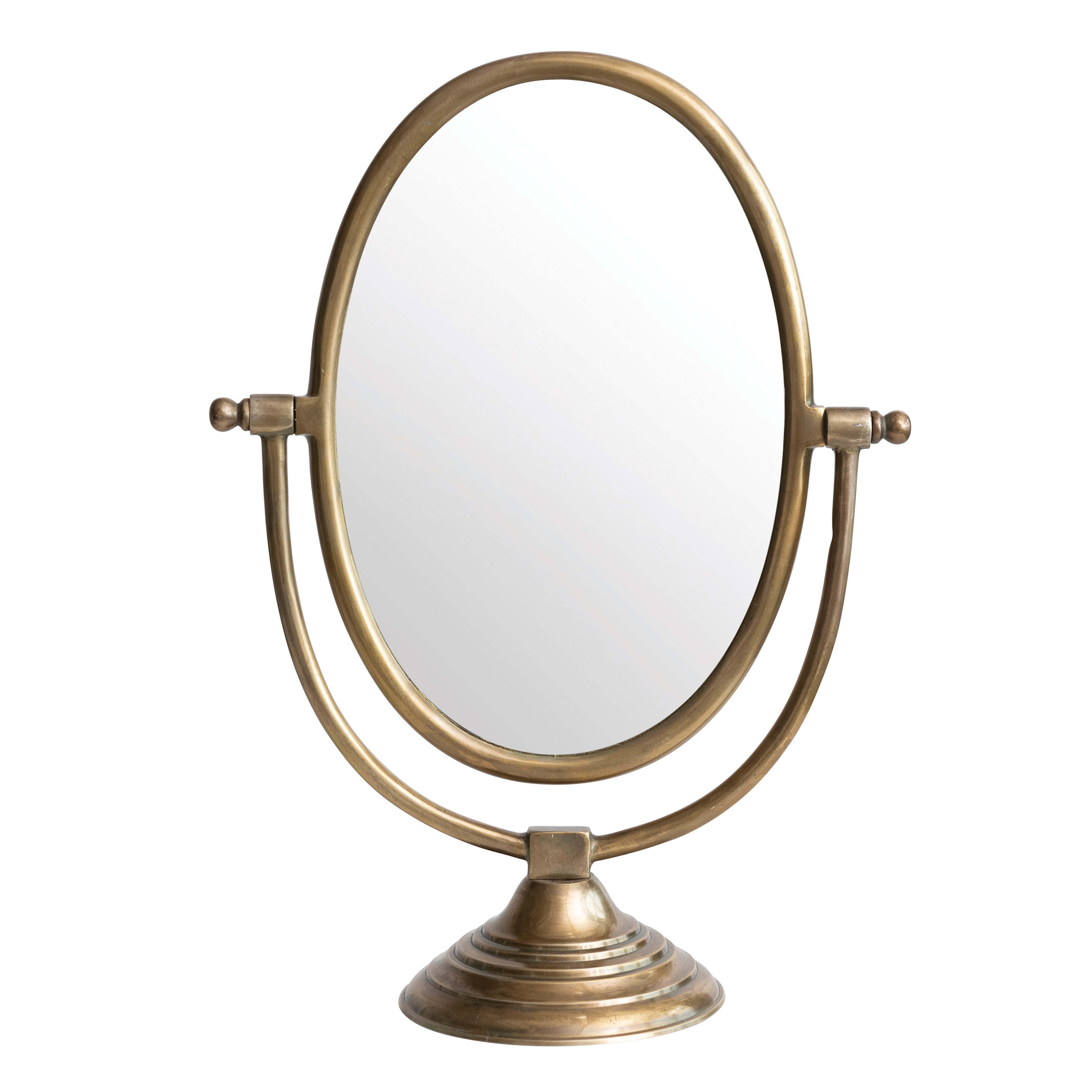 Antique Aluminum Swivel Vanity Mirror, Brass - Image 0