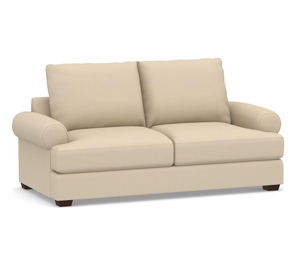 Canyon Roll Arm Upholstered sofa 86", Down Blend Wrapped Cushions, Park Weave Oatmeal - Image 0