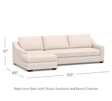 Big Sur Slope Arm Upholstered Left Arm Sofa with Chaise Sectional and Bench Cushion, Down Blend Wrapped Cushions, Jumbo Basketweave Oatmeal - Image 4