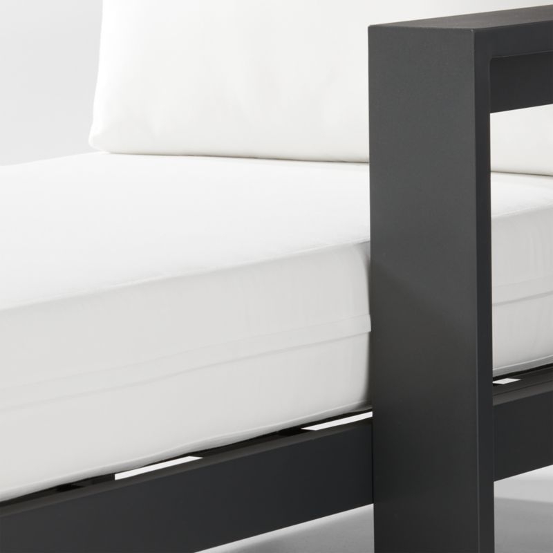 Walker Right Arm Metal Outdoor Chaise with Canvas White Cushions - Image 2