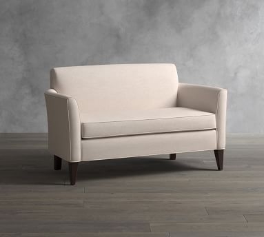Marcel Upholstered Mini Sofa, Polyester Wrapped Cushions, Performance Boucle Oatmeal - Image 1
