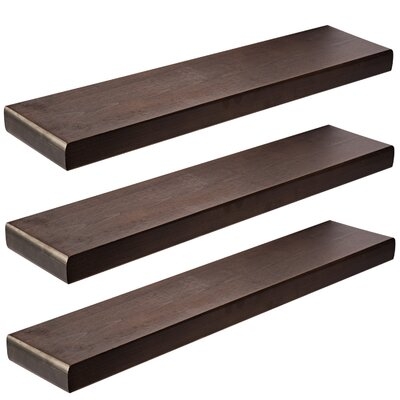 3 Piece Pine Solid Wood Floating Shelf - Image 0