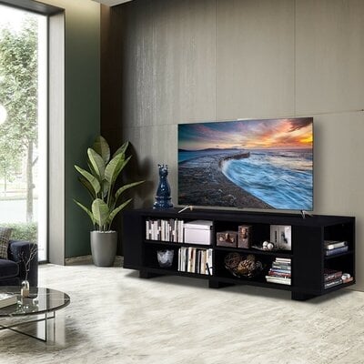 Latitude Run® 59'' Wood Tv Stand Console Storage Entertainment Media Center W/ Adjustable Shelf - Image 0