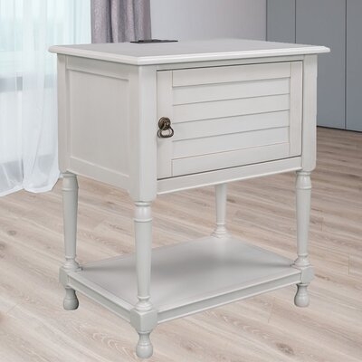 Versatile Nightstand With Two Built-In Shelves Cabinet And Jack, Gray - Image 0