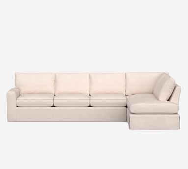 Pearce Square Arm Slipcovered Left Loveseat Return Bumper Sectional, Down Blend Wrapped Cushions, Performance Slub Cotton White - Image 2