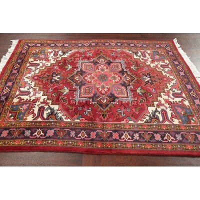 One-of-a-Kind Akkar Hand-Knotted New Age Heriz Red/Beige 5'1" x 6'4" Wool Area Rug - Image 0