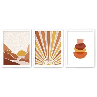 Modern Sunsets - 3 Piece Painting Print Set on Canvas - Image 0