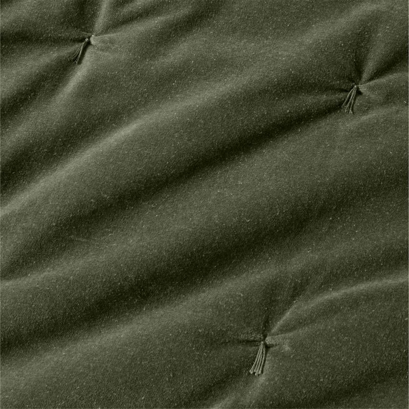 Organic Cotton Linen Velvet Ficus Green Standard Quilted Bed Pillow Sham - Image 2