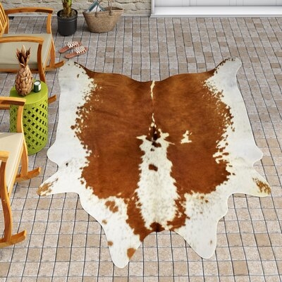 Charlize Hand Curated Cowhide Contemporary Whitish Brown 15 Area Rug - Image 0