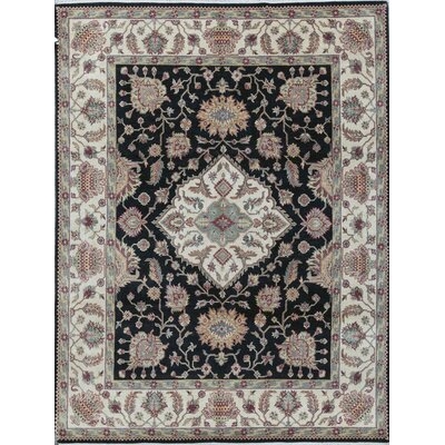 Cornwall Oriental Hand-Knotted 7.9' x 10.1' Wool Black/Ivory Area Rug - Image 0