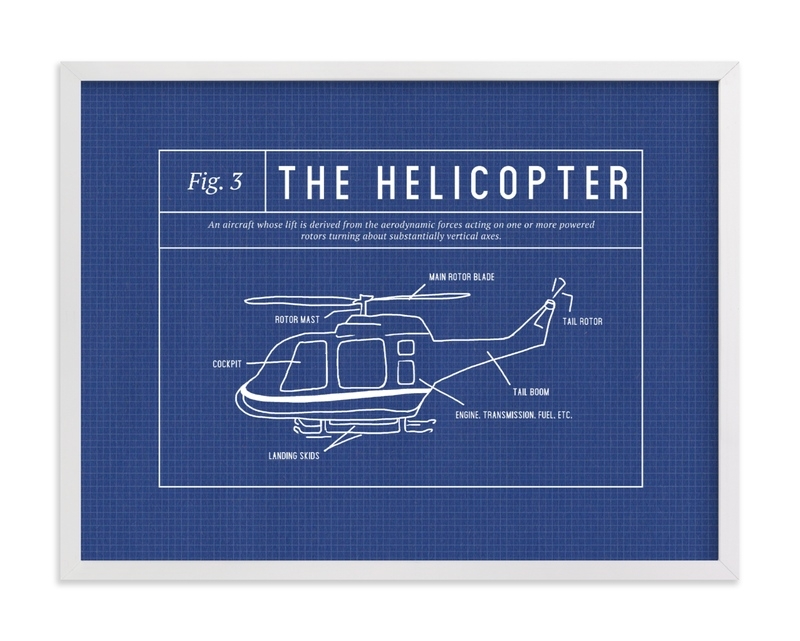 Helicopter Blueprint Limited Edition Children's Art Print - Image 0