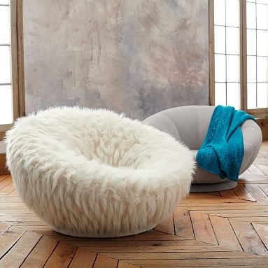 Winter Fox Ivory Groovy Swivel Chair, In Home Delivery - Image 5