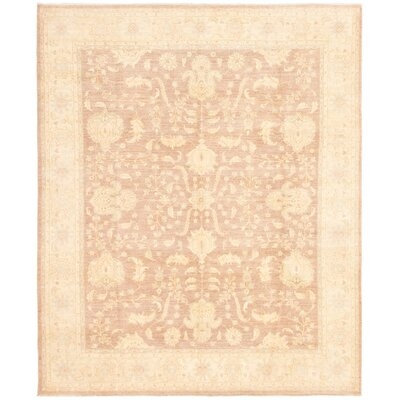 One-of-a-Kind Bettache Hand-Knotted 2010s Ushak ivory/Red 8'2" x 9'10" Wool Area Rug - Image 0