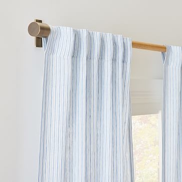 Heather Taylor Home Canyon Stripe Linen Curtain, Blue Multi, 48"x84" - Image 2