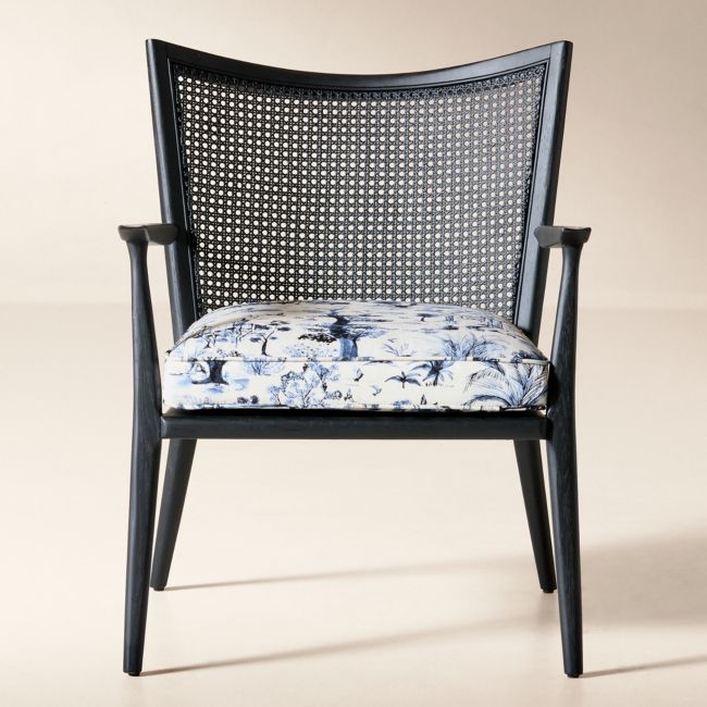 Thomas Cane Accent Chair with Landscape Fabric Cushion by Paul McCobb - Image 0