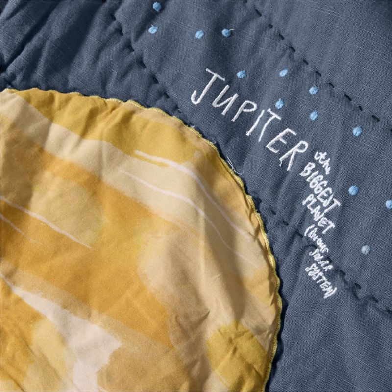 Outer Space Navy Blue Organic Cotton Kids Full/Queen Quilt - Image 3