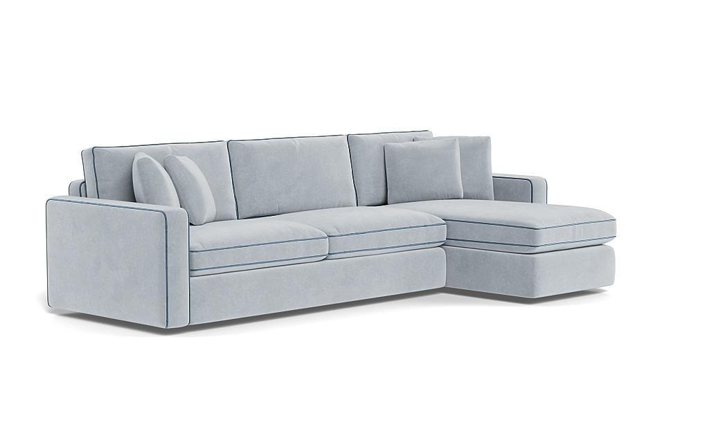 James 3-Seat Right Chaise Sectional with Storage with Custom Piping - Image 1