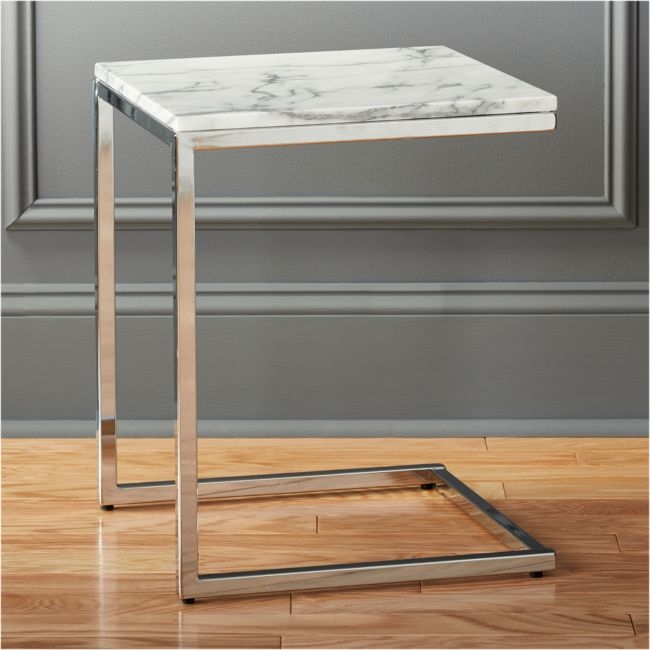 Smart Chrome C Table with White Marble Top - Image 0