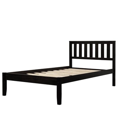 12" Wood Platform Bed With/No Box Spring Nedded Twin (Walnut.) - Image 0