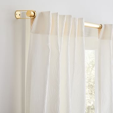 Linear Lattice Jacquard Curtain, Alabaster, 48"x84" - Image 2
