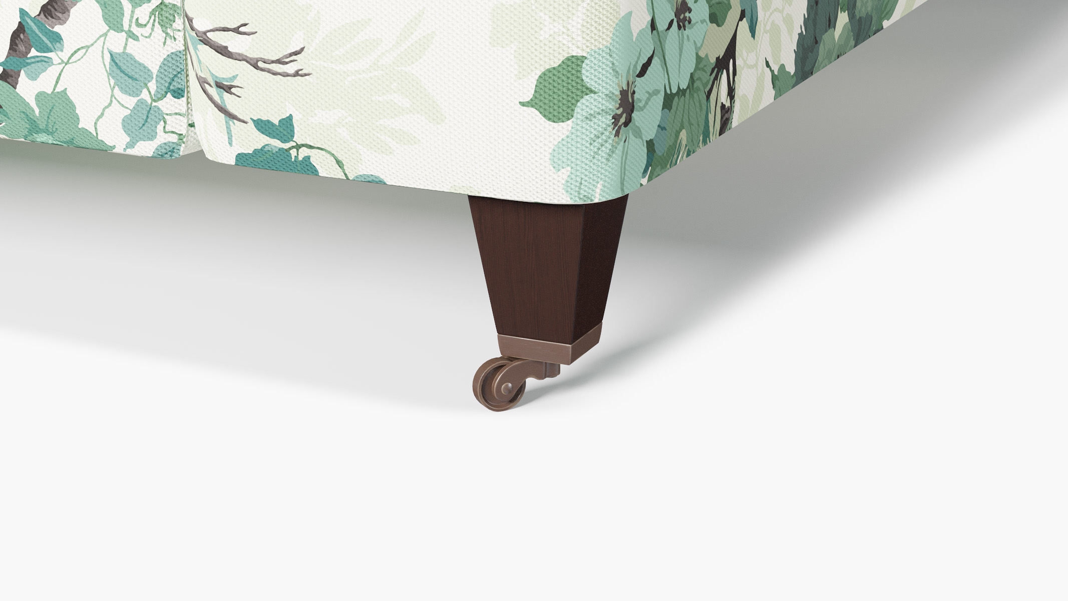 Classic Sofa, Jade Peacock Park, Espresso with Antique Brass Caster - Image 6