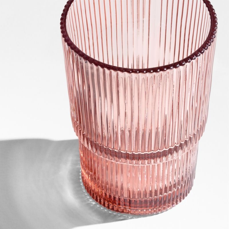 Atwell 11-oz. Spring Pink Stackable Ribbed Double Old-Fashioned Glass - Image 2