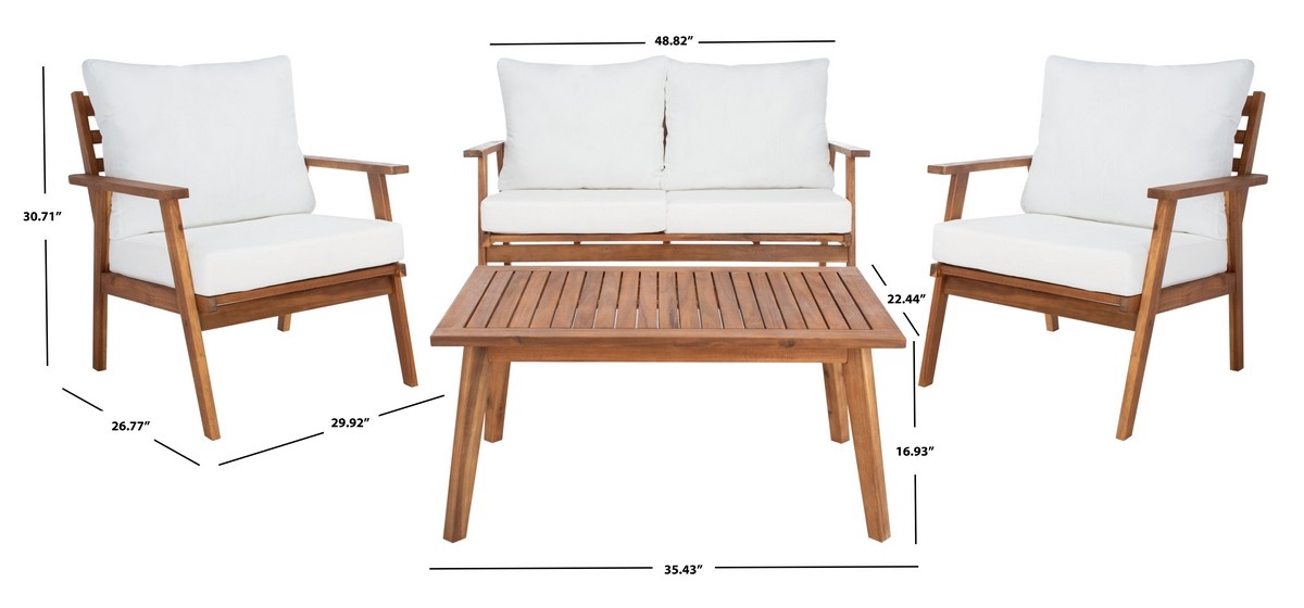 Castalia 4 Pc Outdoor Living Se - Natural/Beige - Safavieh - Image 8