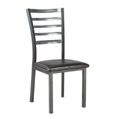 Dining Chair Made Of Grey Metal And Black PU Leather - Image 0