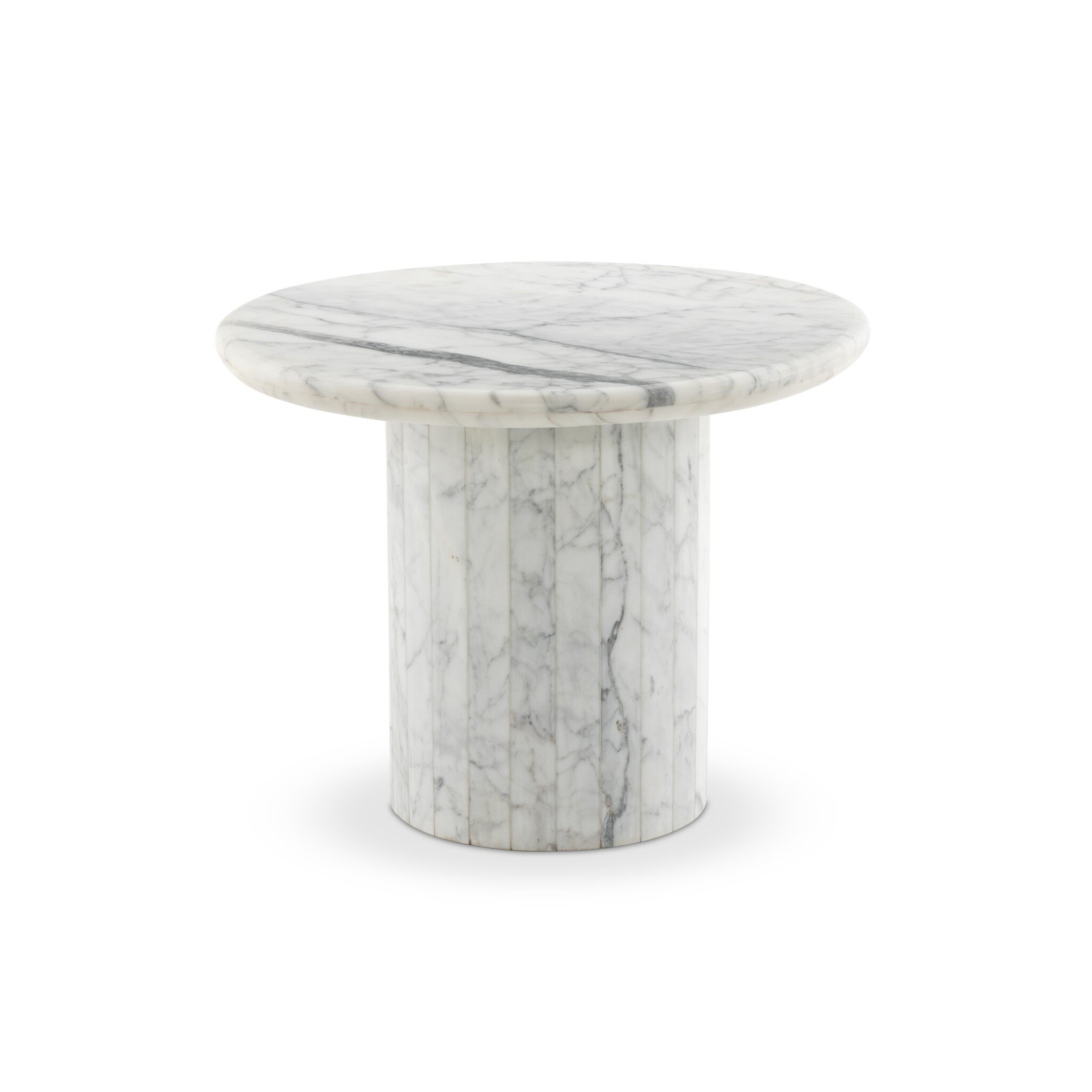 Stuart Wood End Table - White Calacatta Marble - Image 1